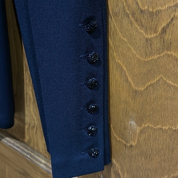 Simon Chang Tuxedo Style Pants with Velvet Trim and Jeweled Buttons Size 6 - EUC - Picture 2 of 5